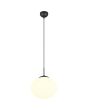 Trio Fomento 363100132 brandende mat zwarte hanglamp met bolvormig wit glas