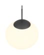 Trio Fomento 363100132 bovenaanzicht mat zwarte hanglamp met bolvormig wit glas