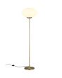 Trio Fomento 463100108 brandende mat messing vloerlamp met wit ovaalvormig glas
