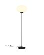 Trio Fomento 463100132 brandende mat zwarte vloerlamp met wit ovaalvormig glazen kap
