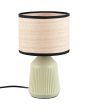 Casalum Formentera tafellamp van 26,5cm hoog met groene voet van keramiek en ronde kap met een diameter van 16 cm van papiergaren