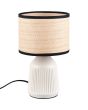 Casalum Formentera tafellamp van 26,5cm hoog met witte voet van keramiek en ronde kap met een diameter van 16 cm van papiergaren