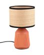 Casalum Formentera tafellamp van 26,5cm hoog met terracotta voet van keramiek en ronde kap met een diameter van 16 cm van papiergaren