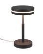 Trio Franklin 526510142 brandende antraciet grijze tafellamp met schijfvormige metalen kap met LED rand in de zijkant en LED paneel naar beneden