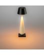 Brandende Konstsmide Frejus glossy creme kleurige oplaadbare tafellamp met zwart kapje van 24 cm hoog voor buiten