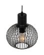 Trio Gila 365700132 bovenaanzicht mat zwarte hanglamp met bolvormige kap van metalen plaatjes