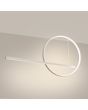 brandende witte langwerpige hanglamp van 120 cm lang met een rechte buis en en cirkelvormig element beide met LED