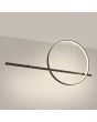 Brandende zwarte langwerpige hanglamp van 120 cm lang met een rechte buis en en cirkelvormig element beide met LED