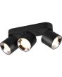 Trio Guayana 651000332 mat zwarte richtbare drie spot met reflectors, opgebouwd