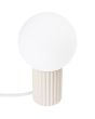 Sollux Halo SL.1721 tafellamp met beige geribbelde voet en wit glazen lampenkap