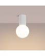 Sollux Halo SL.1708 brandende wit geribbelde plafondlamp met wit bolvormig glazen kap