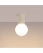Sollux Halo SL.1718 brandende beige geribbelde plafondlamp met wit bolvormig glazen kap