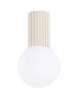 Sollux Halo SL.1718 beige geribbelde plafondlamp met wit bolvormig glazen kap