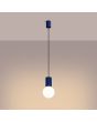 Sollux Halo SL1739 brandende marine blauw geribbelde hanglamp met wit bolvormig glazen kap van 12cm