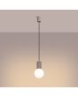Sollux Halo SL1744 brandende taupe kleurig geribbelde hanglamp met wit bolvormig glazen kap van 12cm in diameter