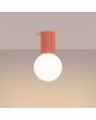 Sollux Halo SL.1753 brandende perzik kleurig geribbelde plafondlamp met wit bolvormig glazen kap