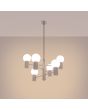 Sollux Halo SL.1836 brandende taupe bruine kroonluchter met zes geribbelde fittinghouders en wit glazen lampenkappen