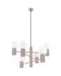 Sollux Halo SL.1836 taupe bruine kroonluchter met zes geribbelde fittinghouders en wit glazen lampenkappen