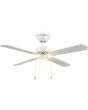 Brandende Reality Hammerfest witte plafondventilator met witte rotorbladen met een diameter van 106 cm en twee trekschakelaars voor de lamp en ventilator