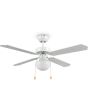 Reality Hammerfest witte plafondventilator met witte rotorbladen met een diameter van 106 cm en twee trekschakelaars voor de lamp en ventilator