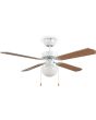 Reality Hammerfest witte plafondventilator met houten rotorbladen met een diameter van 106 cm en twee trekschakelaars voor de lamp en ventilator