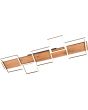 Trio Harper 622910532 grote plafondlamp met houten plank en vijf zwarte vierkanten met brandende LED strips eronder