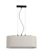 Searchlight Hessian 30503BK hanglamp met zwarte plafondplaat en ovale kap van linnen