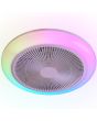 Reality Holmsund witte plafondventilator met RGB LED in een rand van 46 cm rond een kunststof zeven armige ventilator met wit rooster ervoor