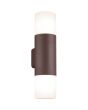 Trio Hoosic 222260224 roetbruine buisvormige wandlamp met twee witte kunststof kapjes