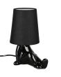 Reality Huma zwarte tafellamp van 24,5 cm hoog met lampvoet in de vorm van een zittend lichaam en een kapje van textiel als hoofd