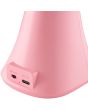 Detailfoto van de USB poort van de Brilliant Idana roze oplaadbare bureaulamp van 37 cm hoog met kantelbare langwerpige kop en touchdimmer op de voet