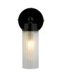 Searchlight Imperial 29981BK brandende badkamerlamp met hangende ribbelglazen kap en zwart wandplaatje