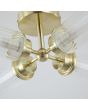 Searchlight Imperial 29984SB detailfoto van de ophanging van de mat messing plafondlamp voor de badkamer met vier cilindervormige kappen van ribbelglas