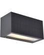 Lutec Inka antraciet grijze rechthoekige wandlamp van 18 cm breed met zonnepaneel op de voorzijde