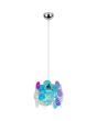 Reality Iride chromen hanglamp van 25 cm in diameter met kap van transparant irisende schijfjes