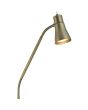 Searchlight Jolly EU1007AB detailfoto van de spot met schakelaar van de antiek bronzen staande leeslamp met kegelvormig spotje met GU10 lampje en klikschakelaar op de kop
