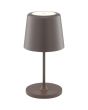 Verlaagde Brilliant Kaami koffiebruine tafellamp op batterijen voor buiten van 37cm hoog met geel metalen kapje