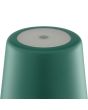 Bovenaanzicht met touch dimmer van de Brilliant Kaami donkergroene tafellamp op batterijen voor buiten van 37cm hoog met geel metalen kapje
