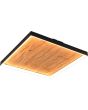 Trio Kalea 655510130 vierkante plafondlamp met houten plank en brandende lichtbalken rondom