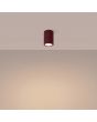 brandende bordeauxrood geribbelde plafondlamp Karbon met een diameter van 7 cm en een hoogte van 10 cm met een GU10 lampje