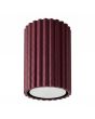 bordeauxrood geribbelde plafondlamp Karbon met een diameter van 7 cm en een hoogte van 10 cm met een GU10 lampje