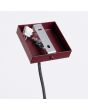 plafondbevestiging van de bordeauxrood geribbeld buisvormige hanglamp met een diameter van 65 mm en kaphoogte van 30 cm