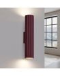 brandende bordeauxrode geribbelde buisvormige up-down wandlamp van 30cm hoog