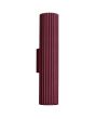 bordeauxrode geribbelde buisvormige up-down wandlamp van 30cm hoog