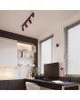 bordeauxrood geribbelde wandlamp van 10cm hoog met GU10 spotje boven een bureau