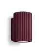 bordeauxrode geribbelde wandlamp van 10cm hoog met GU10 spotje