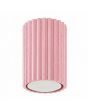 roze geribbelde plafondlamp Karbon met een diameter van 7 cm en een hoogte van 10 cm met een GU10 lampje