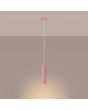 brandende roze geribbeld buisvormige hanglamp met een diameter van 65 mm en kaphoogte van 30 cm