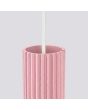 bovenaazicht kapje van de roze geribbeld buisvormige hanglamp met een diameter van 65 mm en kaphoogte van 30 cm