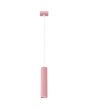 roze geribbeld buisvormige hanglamp met een diameter van 65 mm en kaphoogte van 30 cm